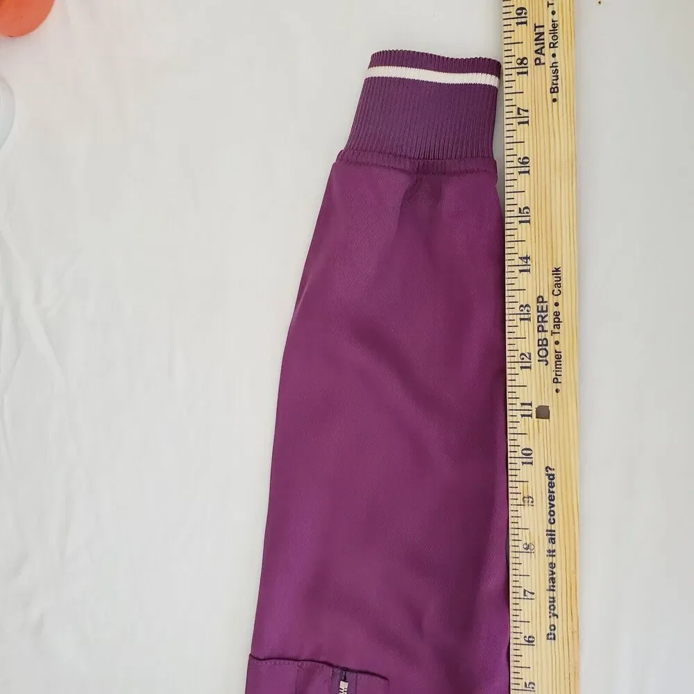 Harlowe & Graham Women Purple Bomber Jacket M Classic Preppy Lightweight NEW